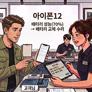 [아이폰당일수리] 아이폰12 배터리 성능 70%, KC인증 배터리 교체 및 카메라 근접초점 이상 발....