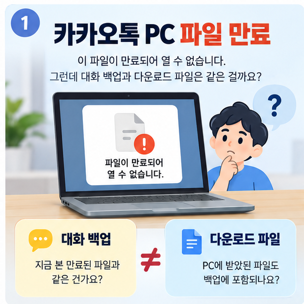 카카오톡 PC 파일이 만료됐다면, 대화 백업과 내려받은 파일은 따로 확인