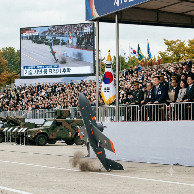 제목] 국군의날 기념식 레이저 대공무기 '천광' 시연 중 표적 드론 추락 사고 발생… 전말과 ....
