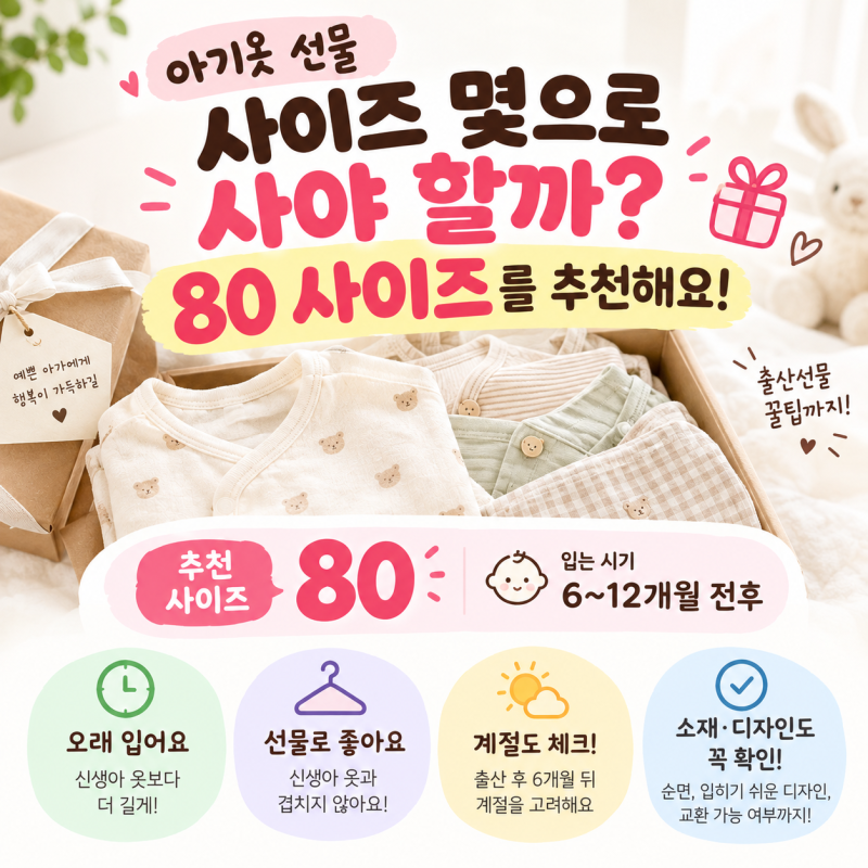 아기옷 선물 사이즈 몇으로 사야 할까? 80 사이즈를 추천해요 (출산선물 꿀팁)