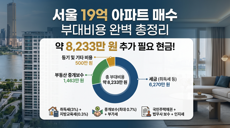 19억 아파트 매매대금 외 부대비용 총정리 (취득세, 중개수수료, 법무사 비용)