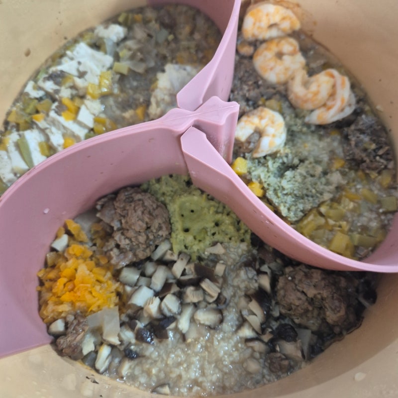 327일] 중탕기 - 소고기 연근 완두콩 조합 & 닭고기 들깨 두부 양파 조합 & 새우 양송이 양파 조....