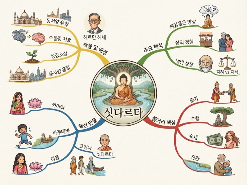 헤르만 헤세 『싯다르타』 직접 읽고 마인드맵으로 정리해보니 : 깨달음인가, 망상인가?