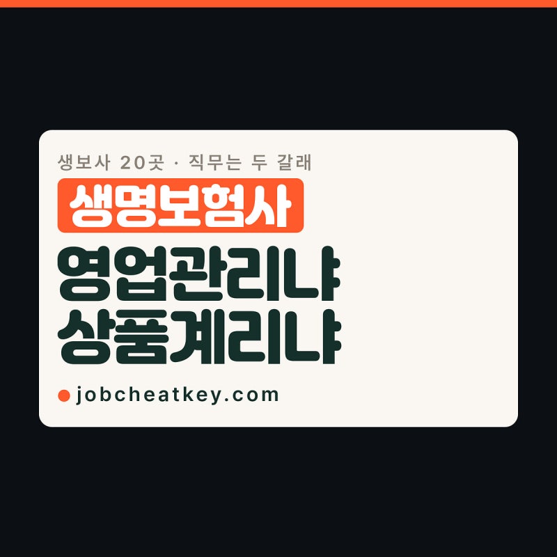 생명보험사 취업, 현장으로 갈지 안에 남을지 정하세요