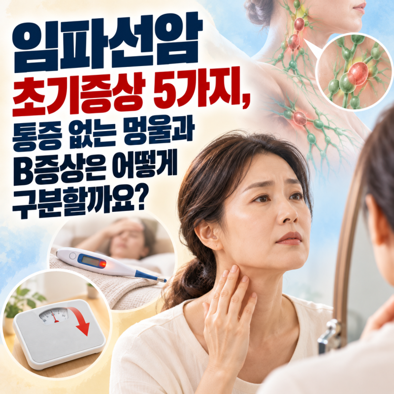 임파선암 초기증상 5가지, 통증 없는 멍울과 B증상은 어떻게 구분할까요?