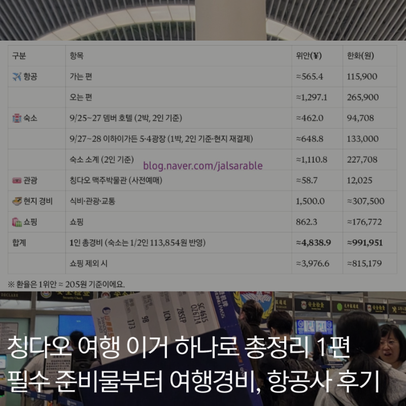 칭다오 3박4일 자유여행 꼭 알아야할 내용 (경비,필수 준비물,시내가는 디디택시 타는법,칭다....