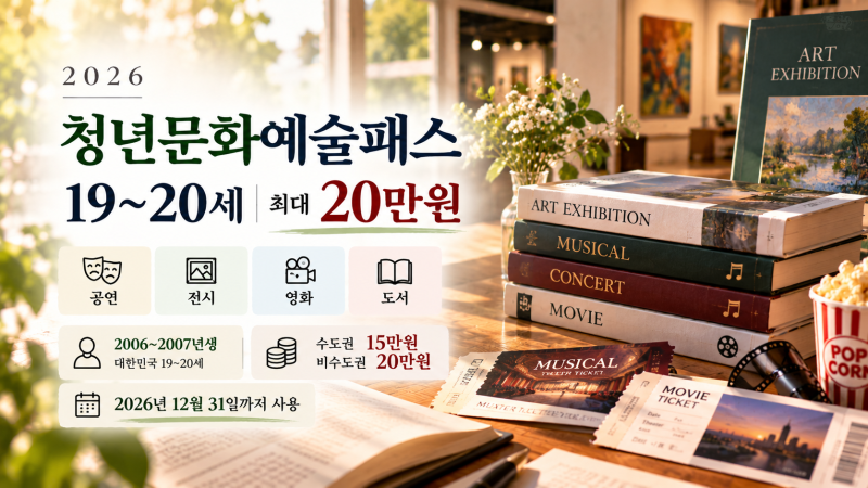 2026 청년문화예술패스, 공연·전시비 최대 얼마? 나이·신청방법·사용처 총정리