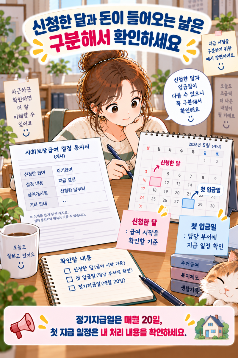 주거급여 수급자로 결정됐어요. 첫 입금은 언제, 어느 달부터 나오나요?