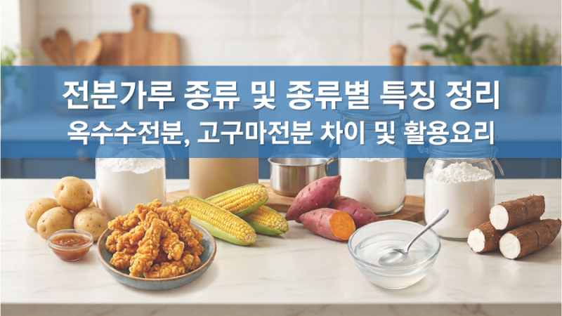 전분가루 종류 차이, 감자전분, 옥수수전분, 고구마전분, 타피오카 차이 비교, 녹말 뜻, 전분 ....