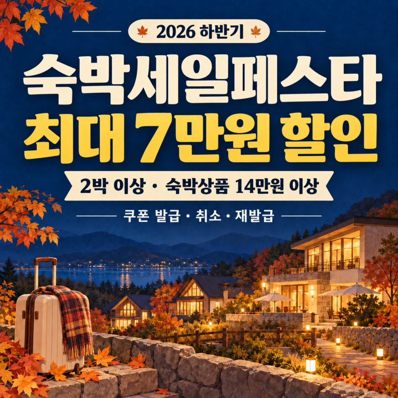 2026 숙박세일페스타 쿠폰, 7만원 할인 조건과 취소·재발급 주의사항
