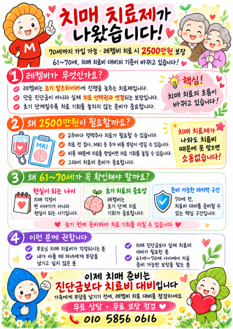 치매 치료제 레켐비, 치료비 보장도 확인해보셨나요?