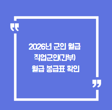 2026년 군인 월급 직업군인(간부) 월급 봉급표 확인