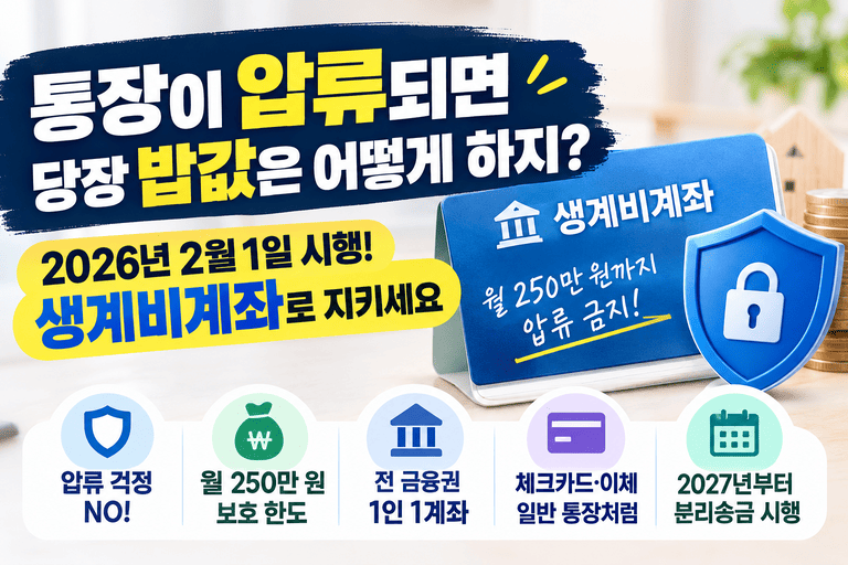 생계비 계좌 개설 조건 (+은행·한도·체크카드부터 2027년 분리송금까지)