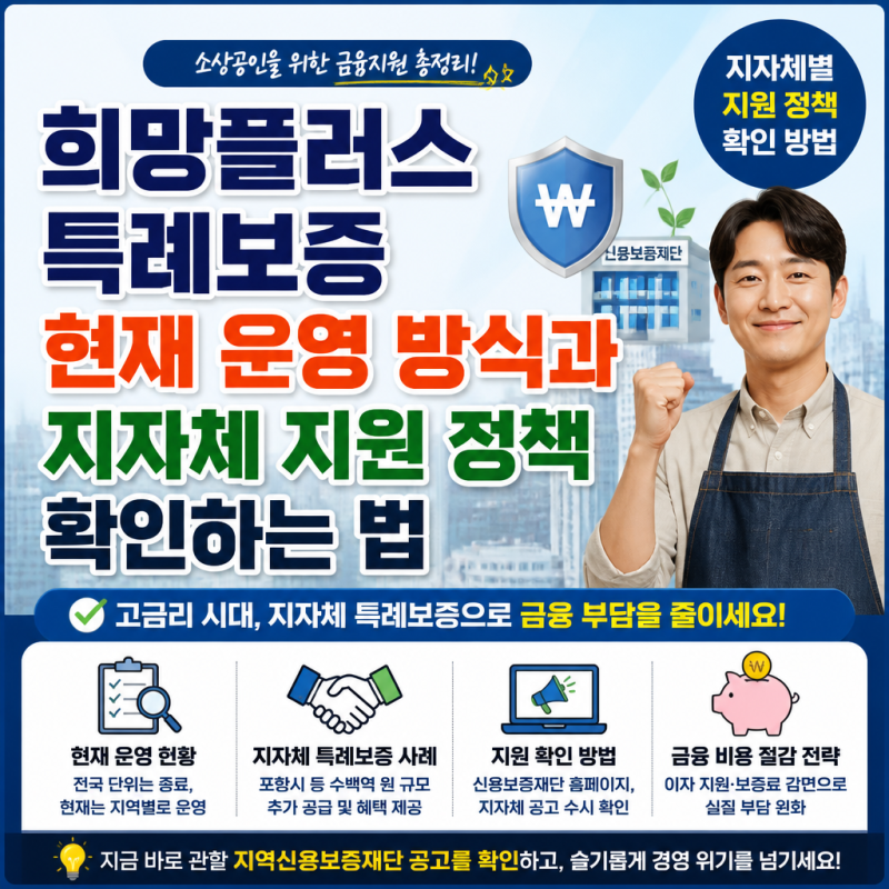 희망플러스 특례보증 현재 운영 방식과 지자체 지원 정책 확인하는 법