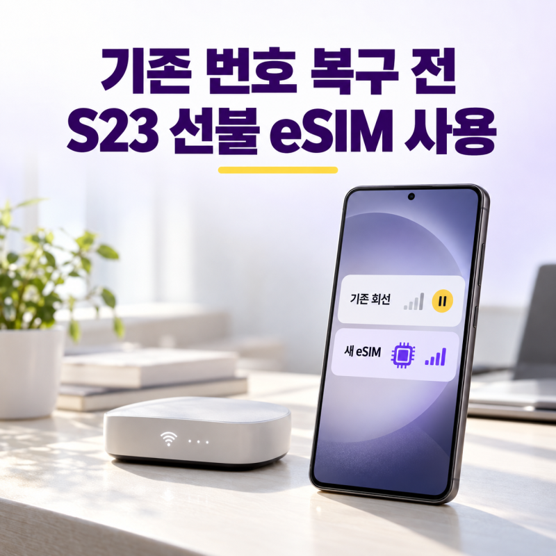 통신 미납으로 정지된 기존 번호 복구 할 때까지 갤럭시 S23에 eSIM으로 사용하기