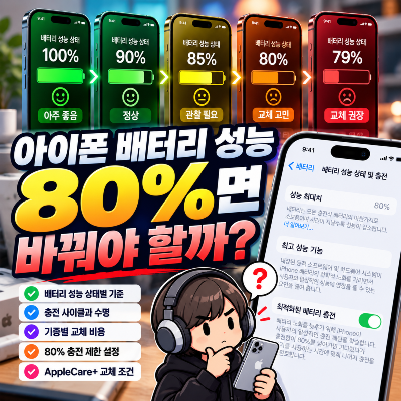 아이폰 배터리 성능 80%면 정말 바꿔야 할까? 100%→79% 상태별 총정리