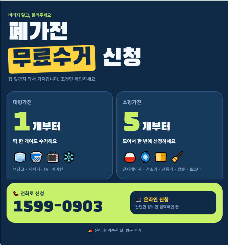 모든 폐가전 무료로 배출, 돈 내지 말고 이렇게 버리세요!