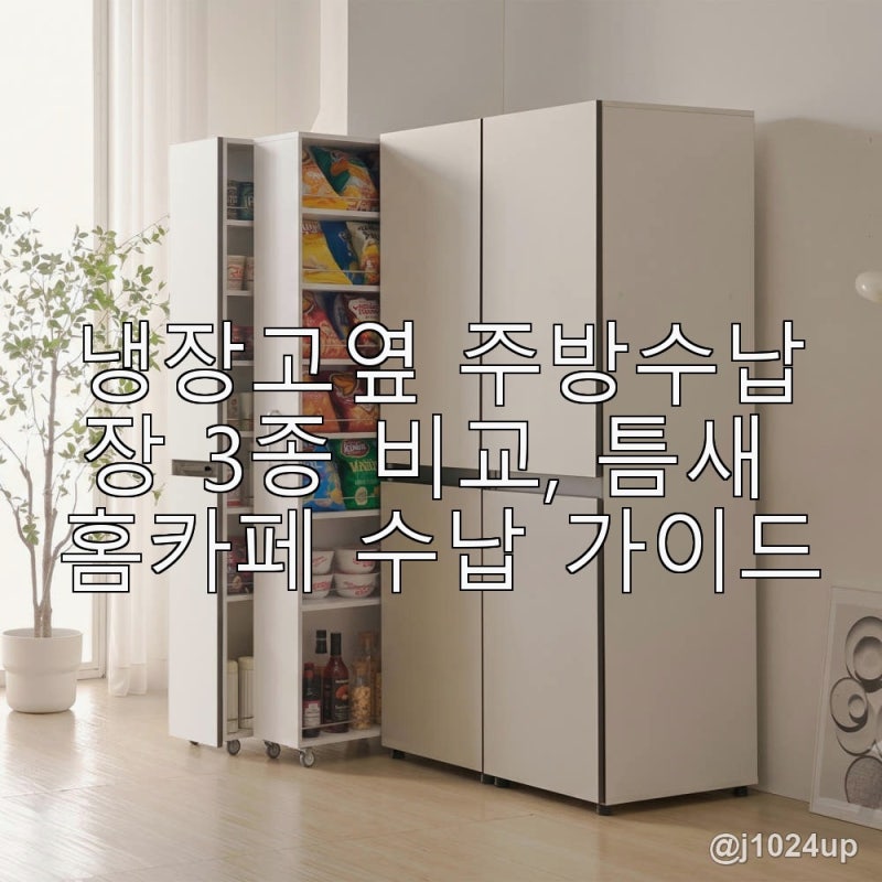 냉장고옆 주방수납장 3종 비교, 틈새 홈카페 수납 가이드