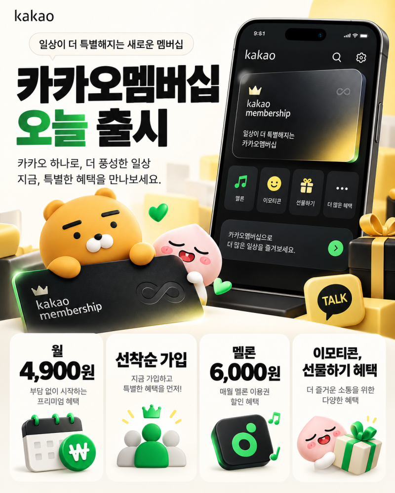 카카오멤버십 출시, 선착순 가입 어떻게? 멜론, 이모티콘, 선물하기 혜택 확인
