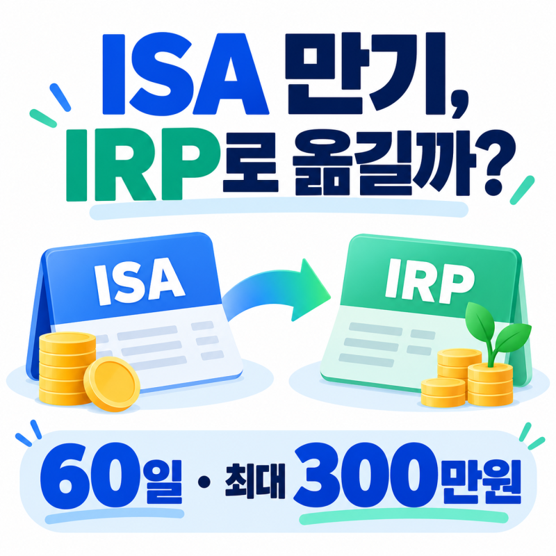 ISA 만기 IRP 전환할까? 3천만원 옮기기 전 60일·세액공제 체크