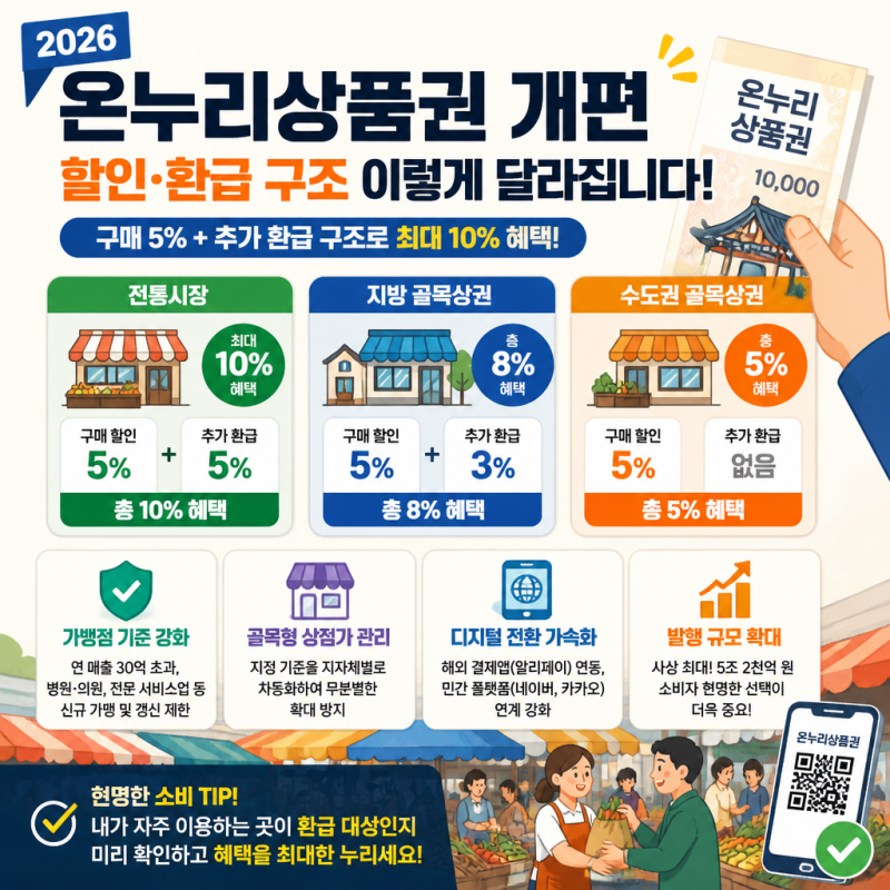 2026년 온누리상품권 개편 내용과 달라지는 할인 및 환급 구조 정리