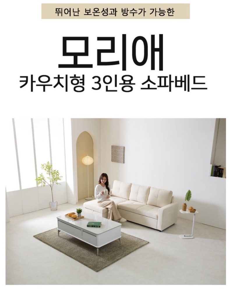 노아가구 모리애 3인용 소파베드 카우치형 방수기능 좋은 패브릭 소파 가격 색상