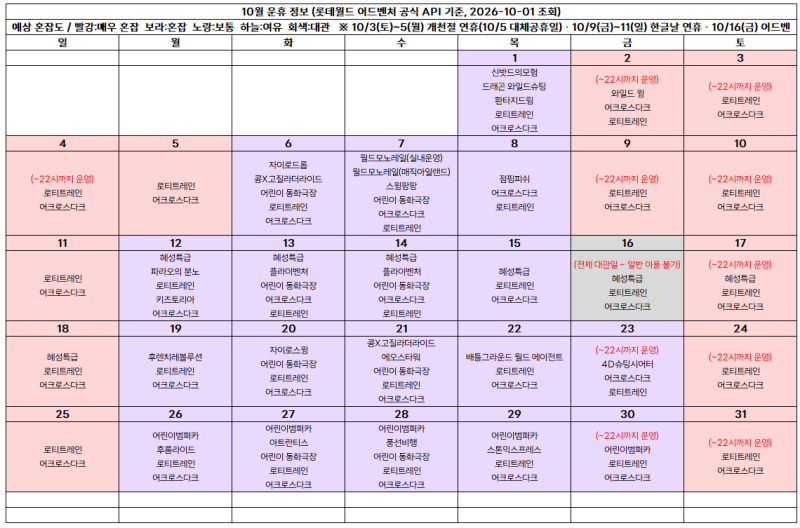 [꿀팁] 10월 롯데월드 이벤트, 다크 판타지 페스티벌, 이토 준지 콜라보, 예상 혼잡도, 공연 시....