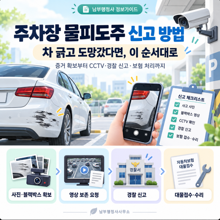 주차장 물피도주 신고 방법 CCTV 확보부터 보험 처리까지