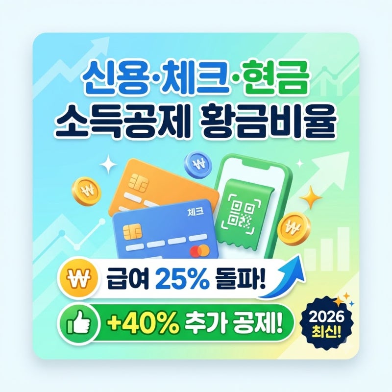 신용카드 체크카드 현금영수증 소득공제 황금 비율 - 급여 25% 벽 넘고 40% 추가 공제 받는 법 2....