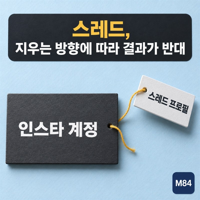 스레드, 인스타 계정으로 시작하는 앱인데 지우는 방향에 따라 결과가 반대입니다