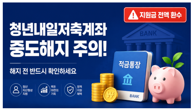청년내일저축계좌 만기 전 중도해지 주의사항, 안보면 손해액이 어마어마?