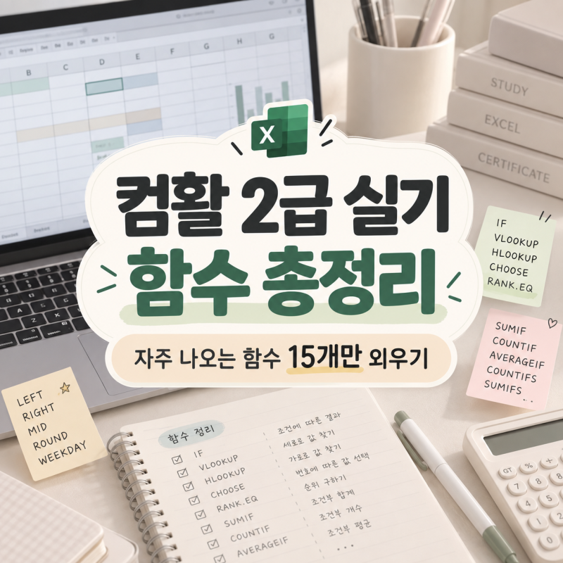 컴활 2급 실기 함수 총정리｜시험에 자주 나오는 함수 15개만 외우기