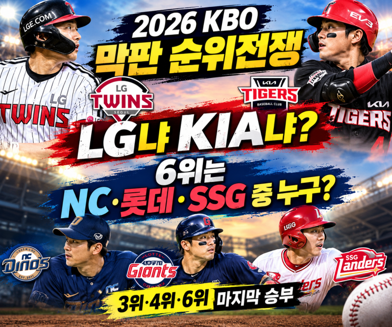 2026 KBO 포스트시즌 막판 판도 분석 3위? LG냐 KIA냐, 그리고 6위는 NC·롯데·SSG 중 누구?