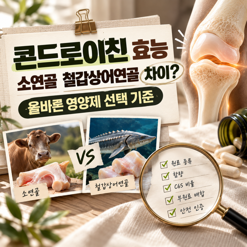 콘드로이친 효능 소연골 철갑상어연골 차이? 올바른 영양제 선택 기준