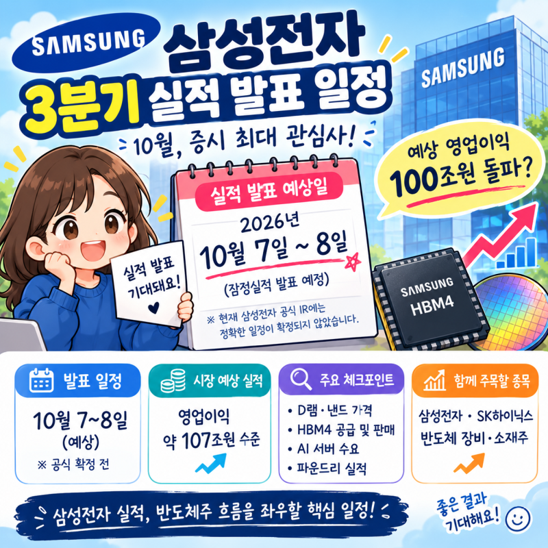 삼성전자 3분기 실적 발표 일정, 10월 증시 최대 관심사