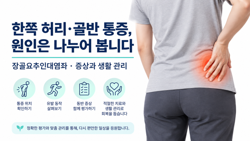 한쪽 허리와 골반 위가 아플 때,장골요추인대염좌일까요?