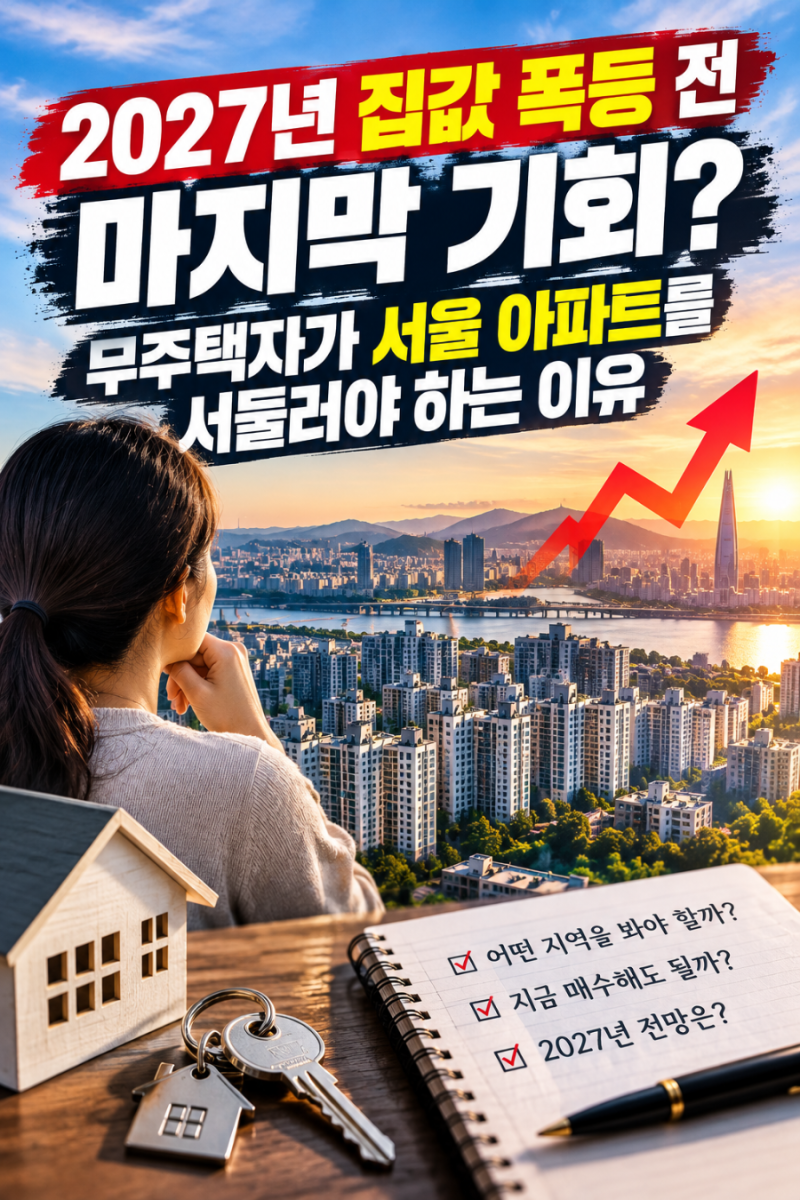 2027년 집값 폭등 전 마지막 기회? 무주택자가 서울 아파트를 서둘러야 하는 이유