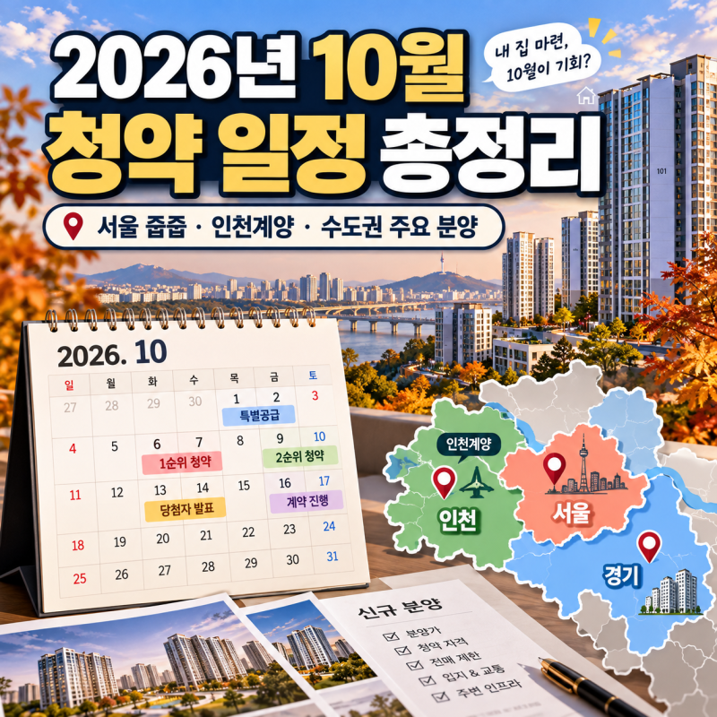 2026년 10월 청약 일정 총정리, 서울 줍줍·인천계양 A17·수도권 분양 한눈에