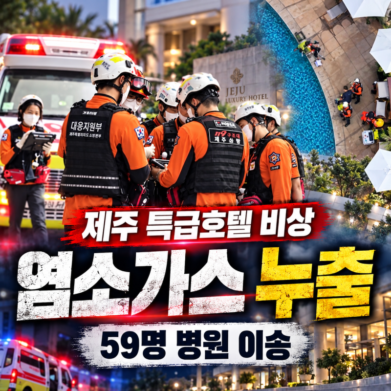 제주 특급호텔 수영장 염소가스 누출 59명 병원 이송