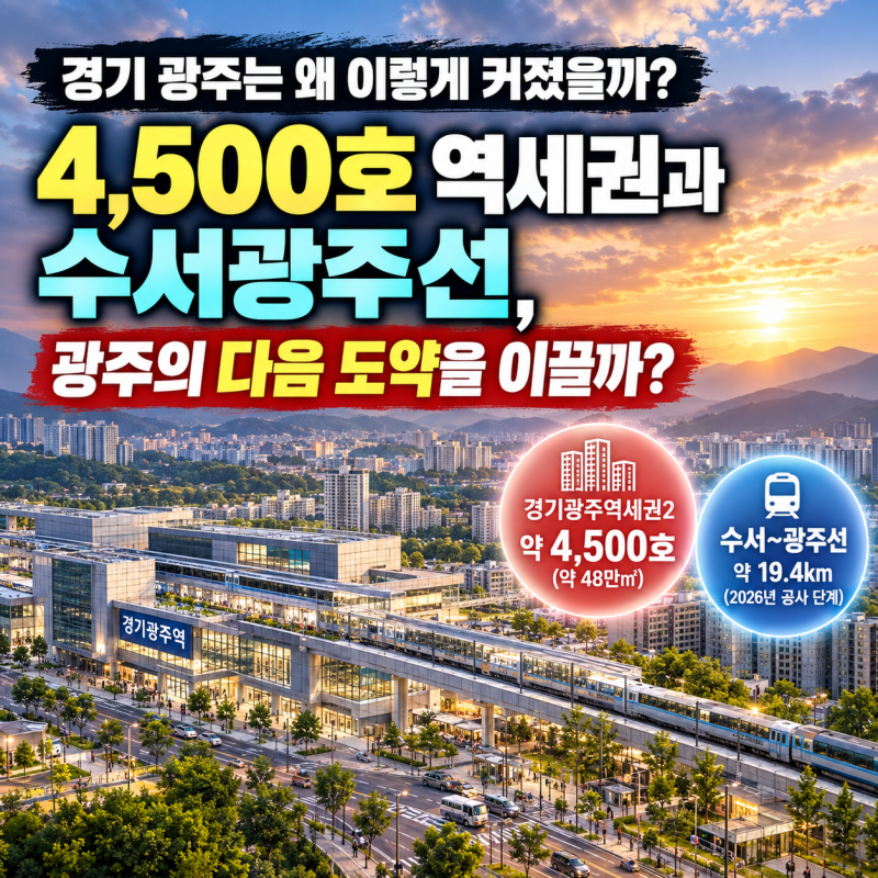 경기 광주는 왜 이렇게 커졌을까? 4,500호 역세권과 수서광주선, 다음 10년