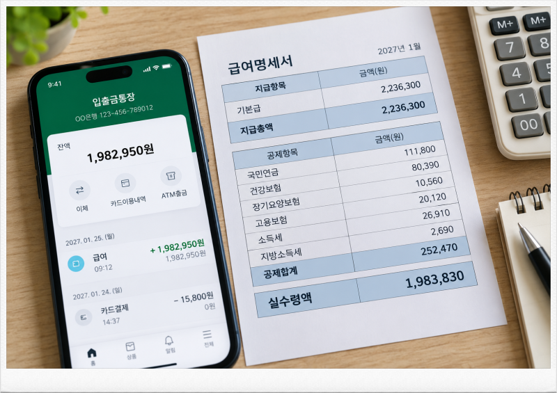 2027 최저임금 월급 223만6300원, 4대보험 떼면 실수령액 얼마?