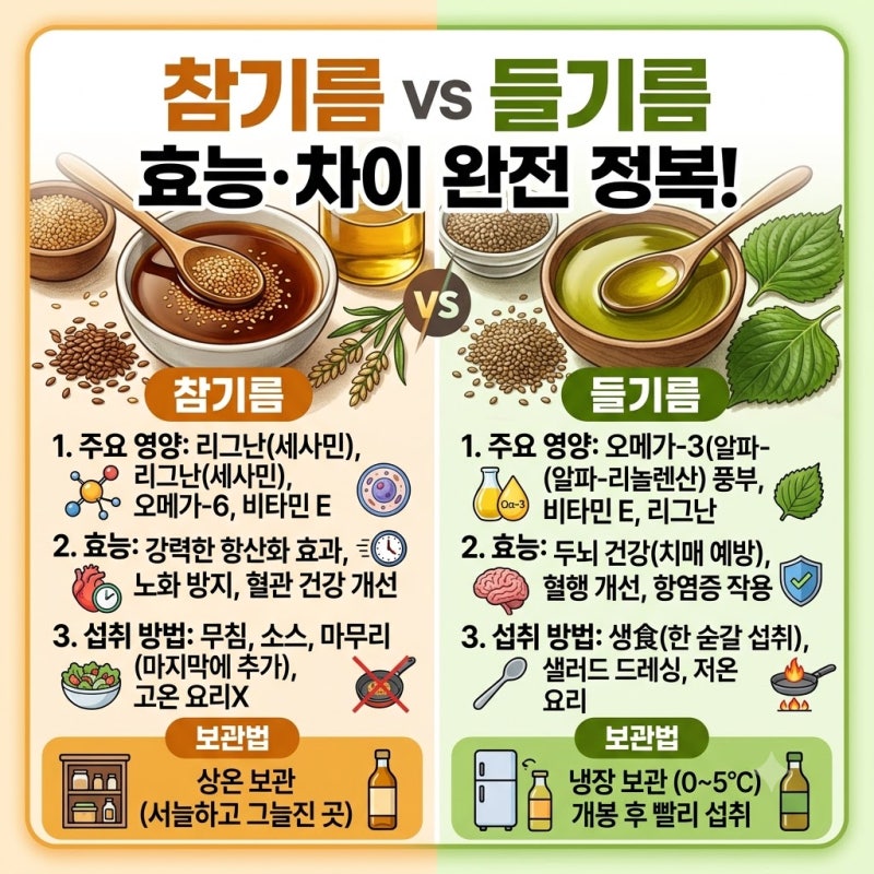 참기름 효능 들기름 차이 총정리 영양 성분부터 보관법 섭취방법까지