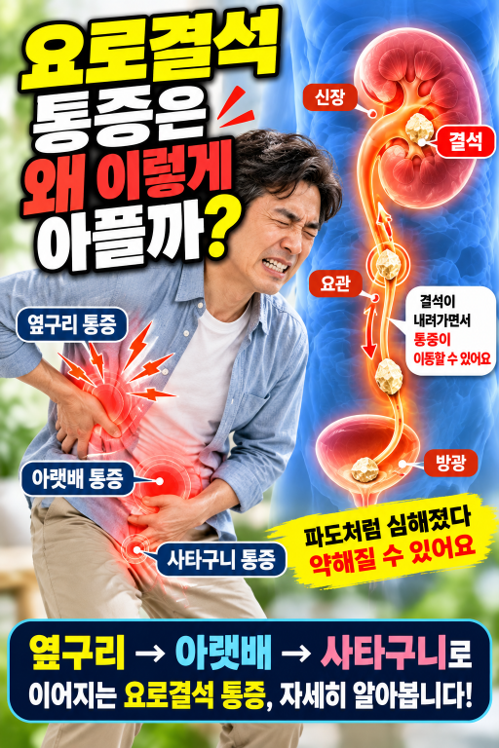요로결석 통증은 왜 그렇게 아플까?옆구리부터 사타구니까지 아픈 이유