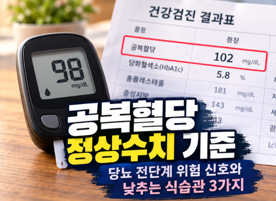 공복혈당 정상수치 기준 당뇨 전단계 위험 신호와 낮추는 식습관 3가지
