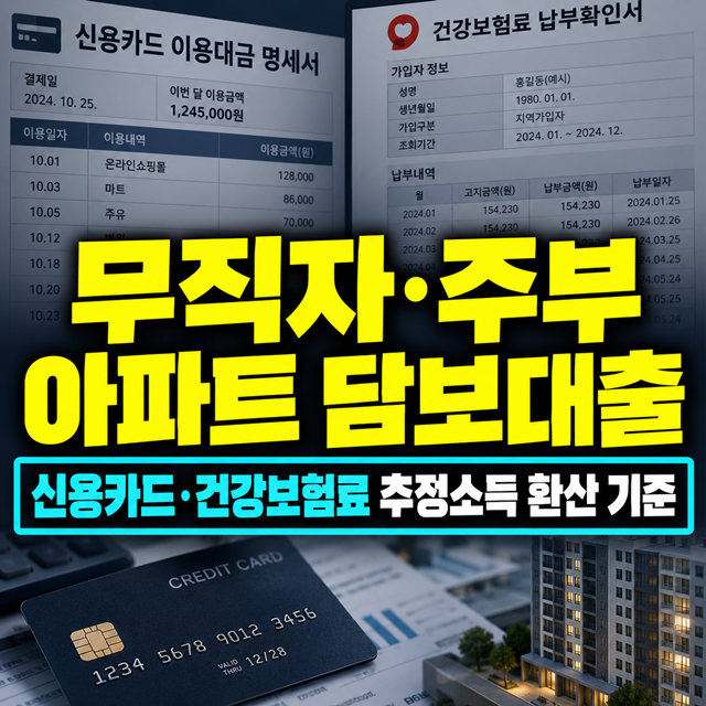 무직자 주부 아파트 담보대출 소득 증빙 신용카드·건보료 추정소득 계산법