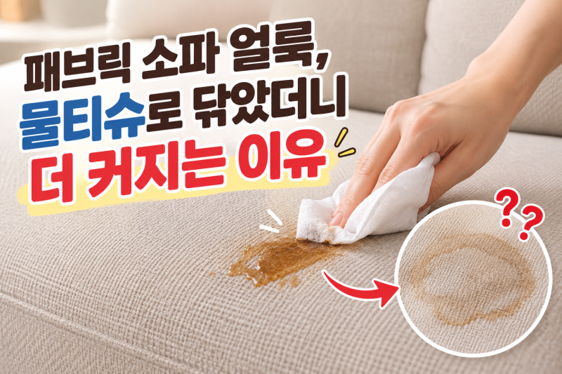 패브릭 소파 얼룩, 물티슈로 닦았더니 더 커지는 이유