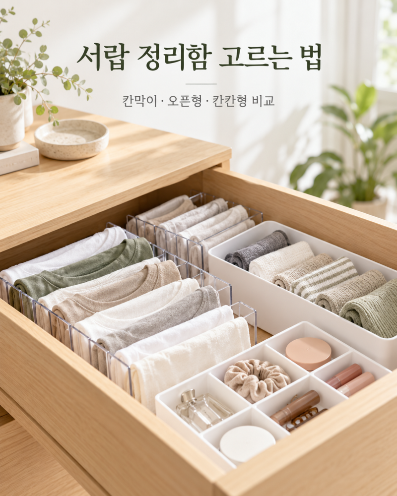 서랍 정리함 고르는 법｜길이조절 칸막이·오픈형·칸칸형 차이