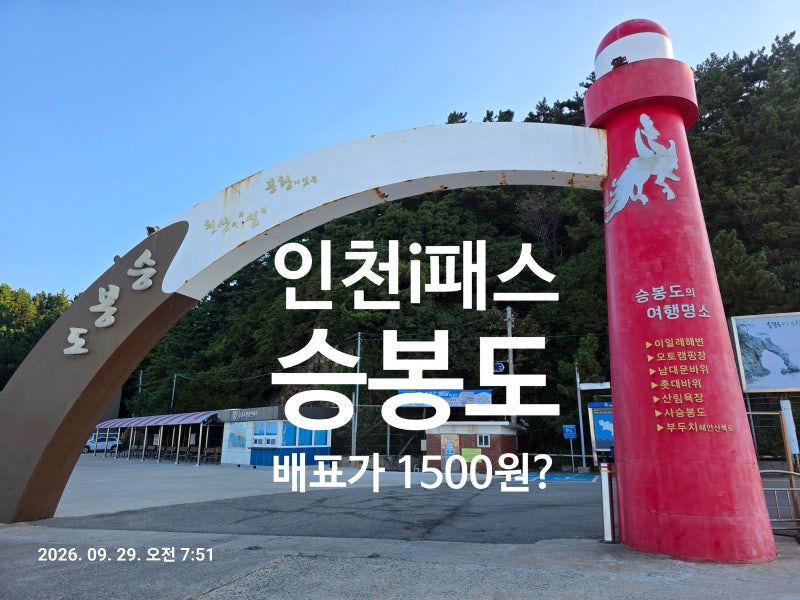 승봉도 1박 2일 배편 총정리 | 인천시민 편도 1,500원 '아이바다패스', 대부고속훼리 9호 타는 ....