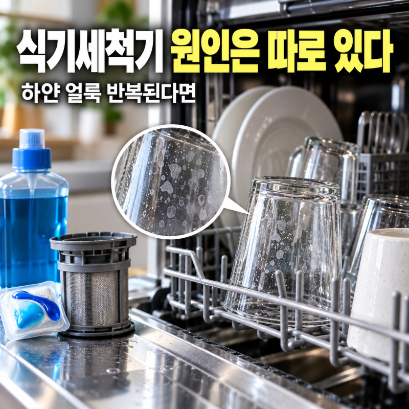 식기세척기 물자국 생기는 이유와 세제·린스·필터 점검 및 해결 방법