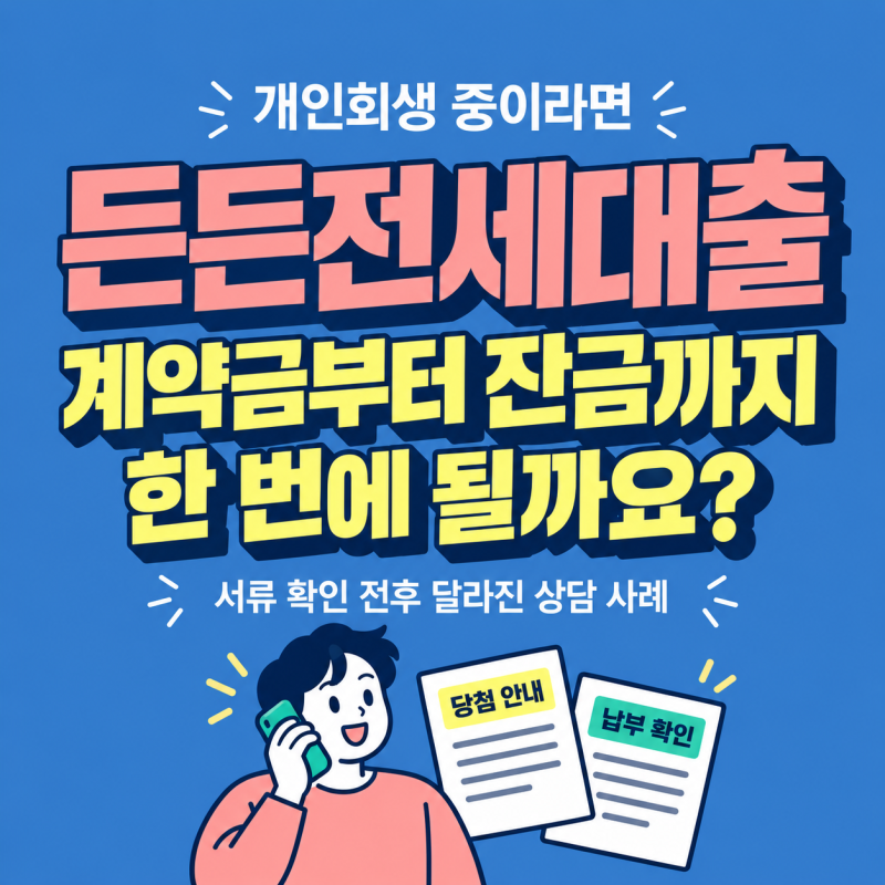 든든전세대출 개인회생 중인데 계약금부터 잔금까지 한 번에 되나요